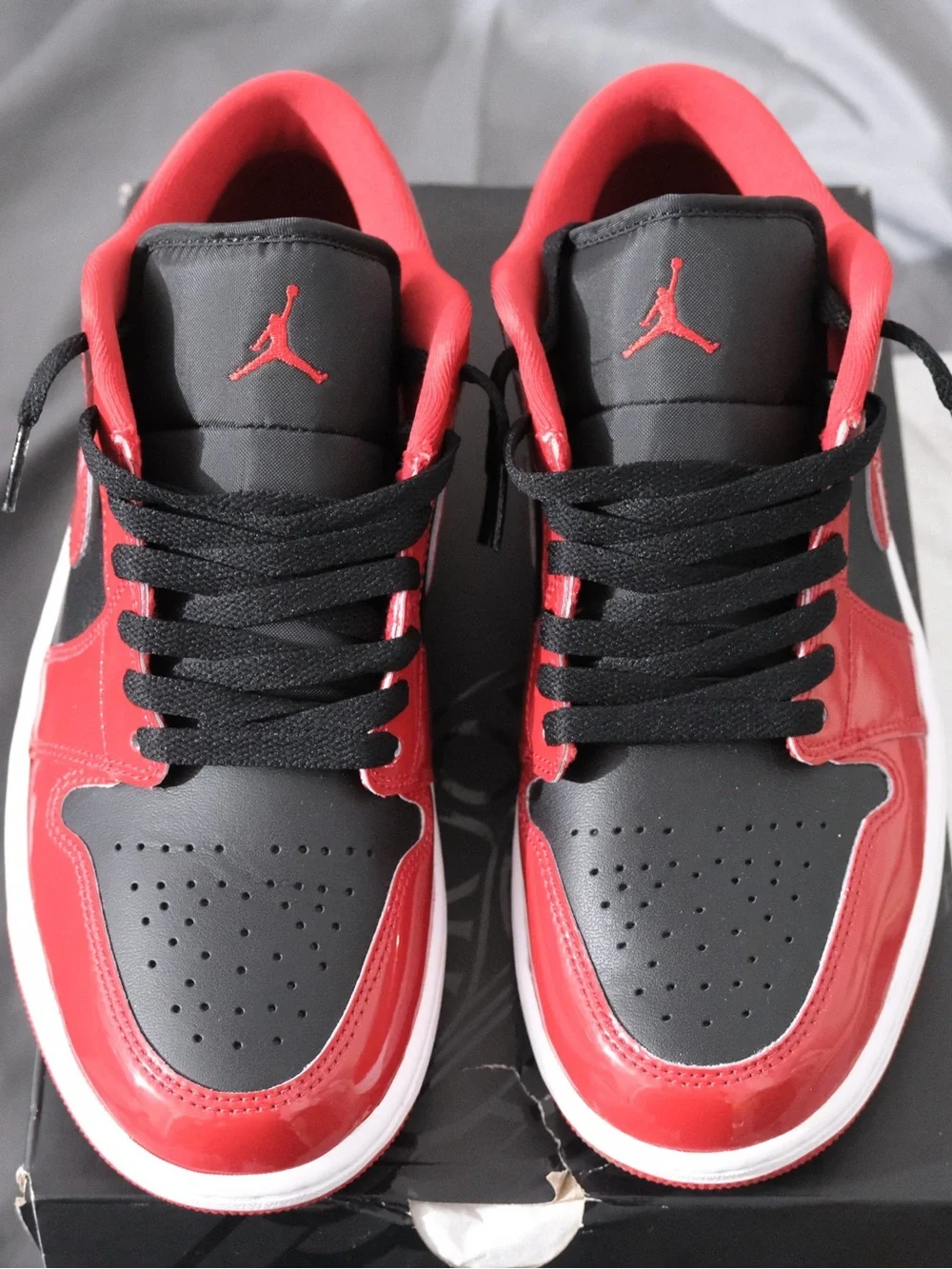 Jordan Low Top Sneaker - Black & Red Patent